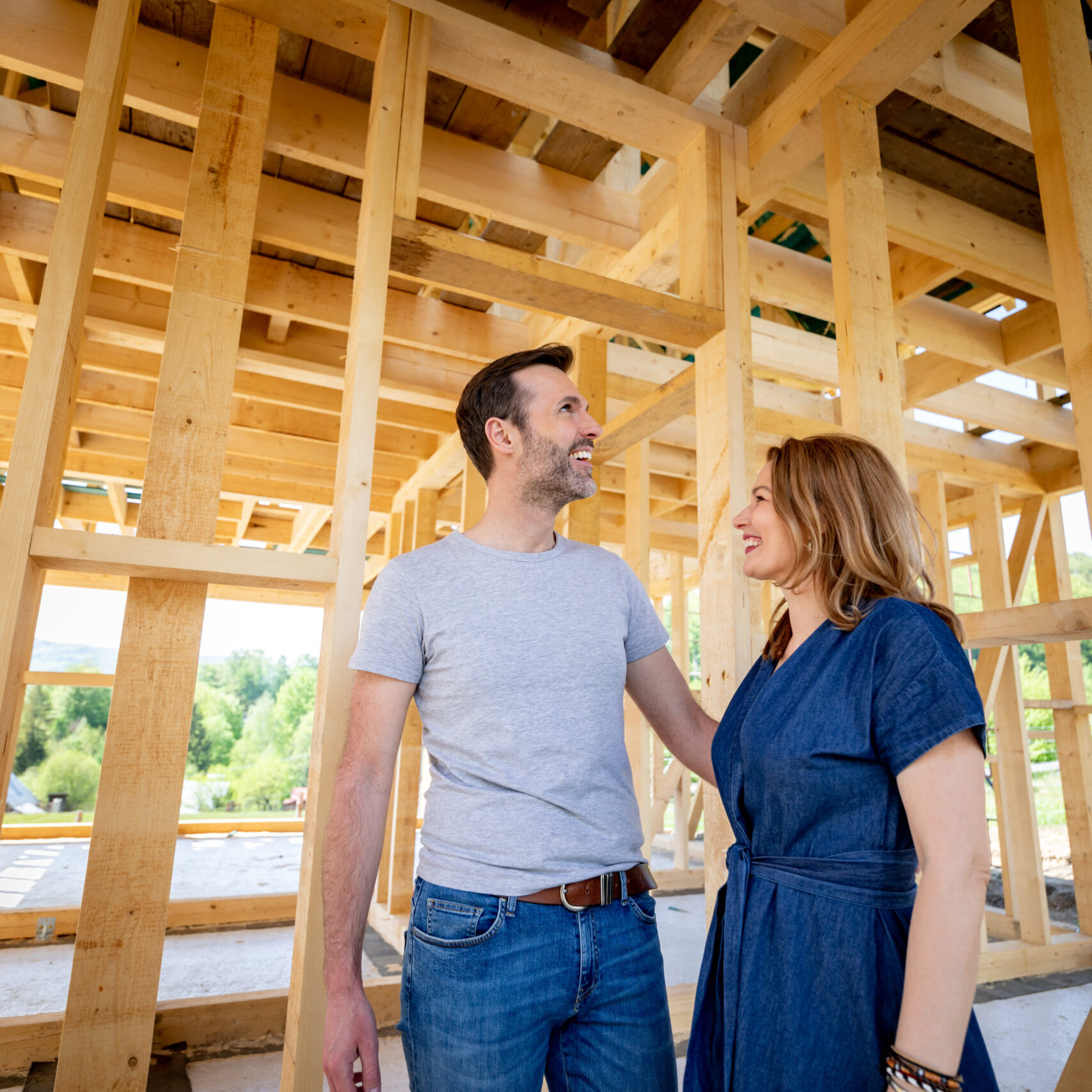 Couple make their dreams of building their own home come true visiting house under construction